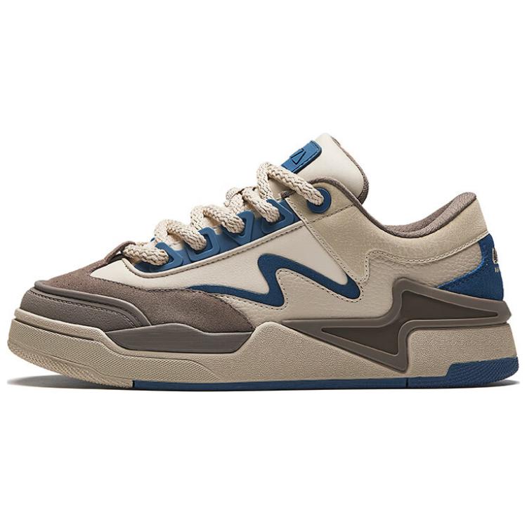 

Антискользящие износостойкие амортизирующие низкие скейтерские кроссовки мужские бежево-коричневые синие Anta