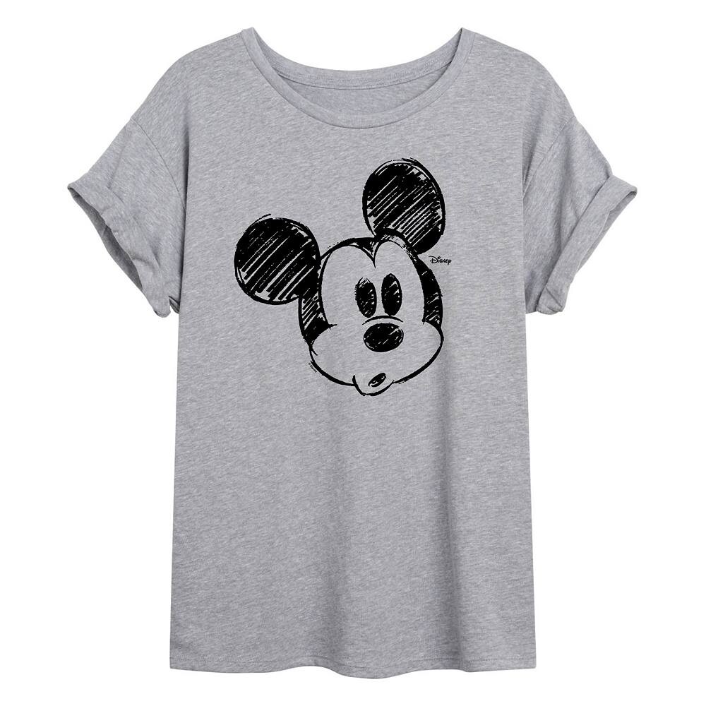 

Струящаяся футболка Disney's Mickey Mouse Junior's Sketch Head, цвет Heather Gray