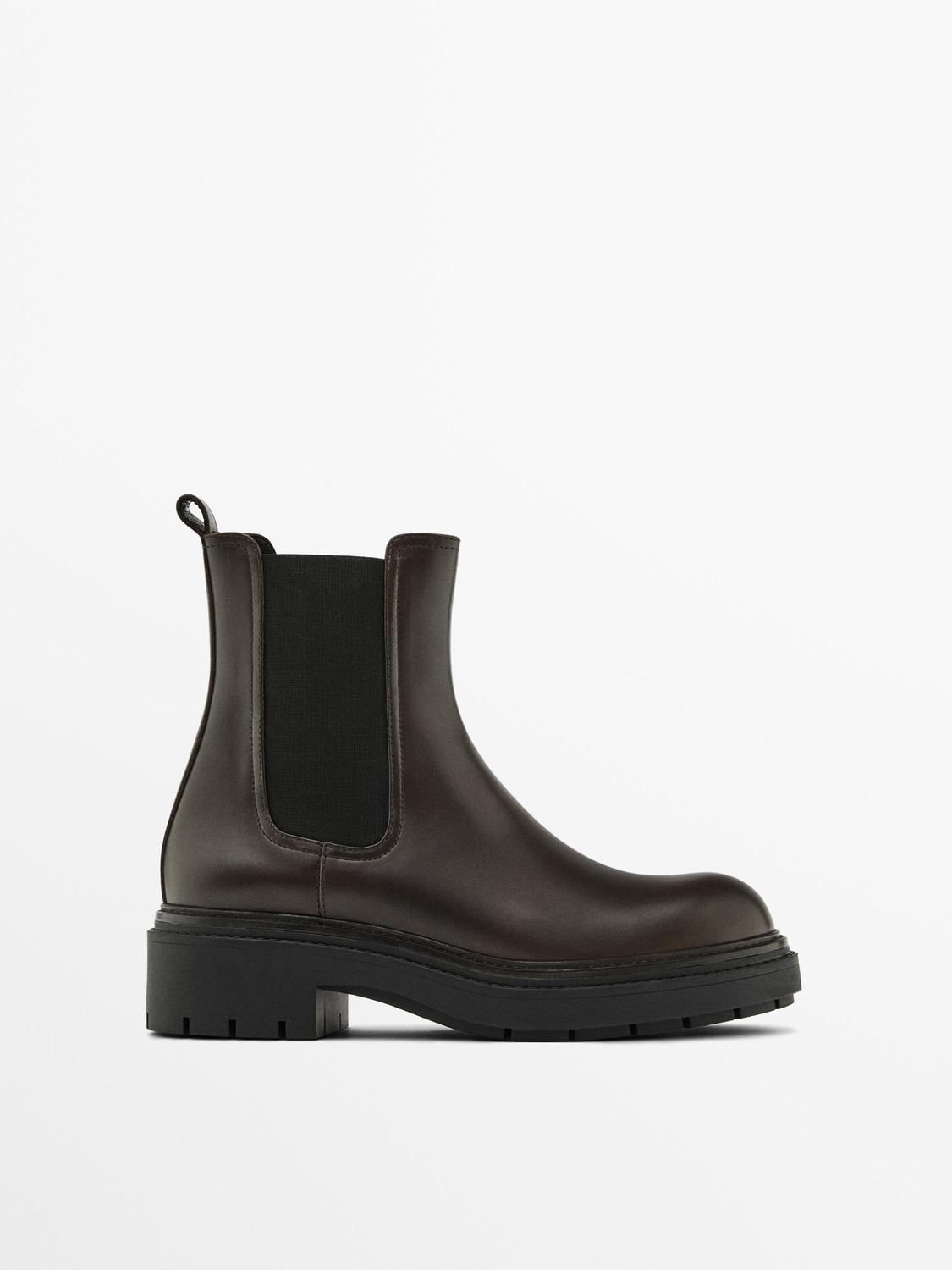 Кожаные ботинки челси Massimo Dutti, коричневый