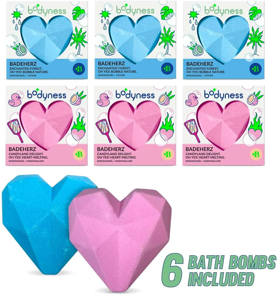 Набор бомбочек для ванны BODYNESS Neon Heart 6 шт. с кокосовым маслом Bodyness — фото 2