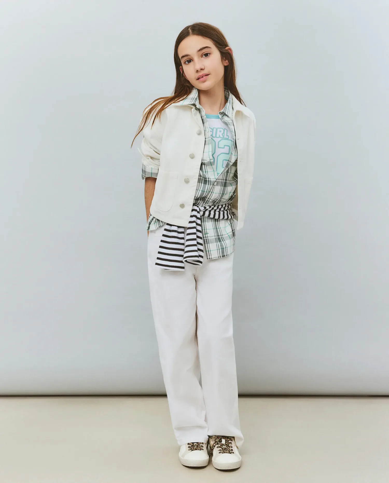 Детские брюки из саржи широкого кроя Kids El Corte Inglés, Blanco Roto