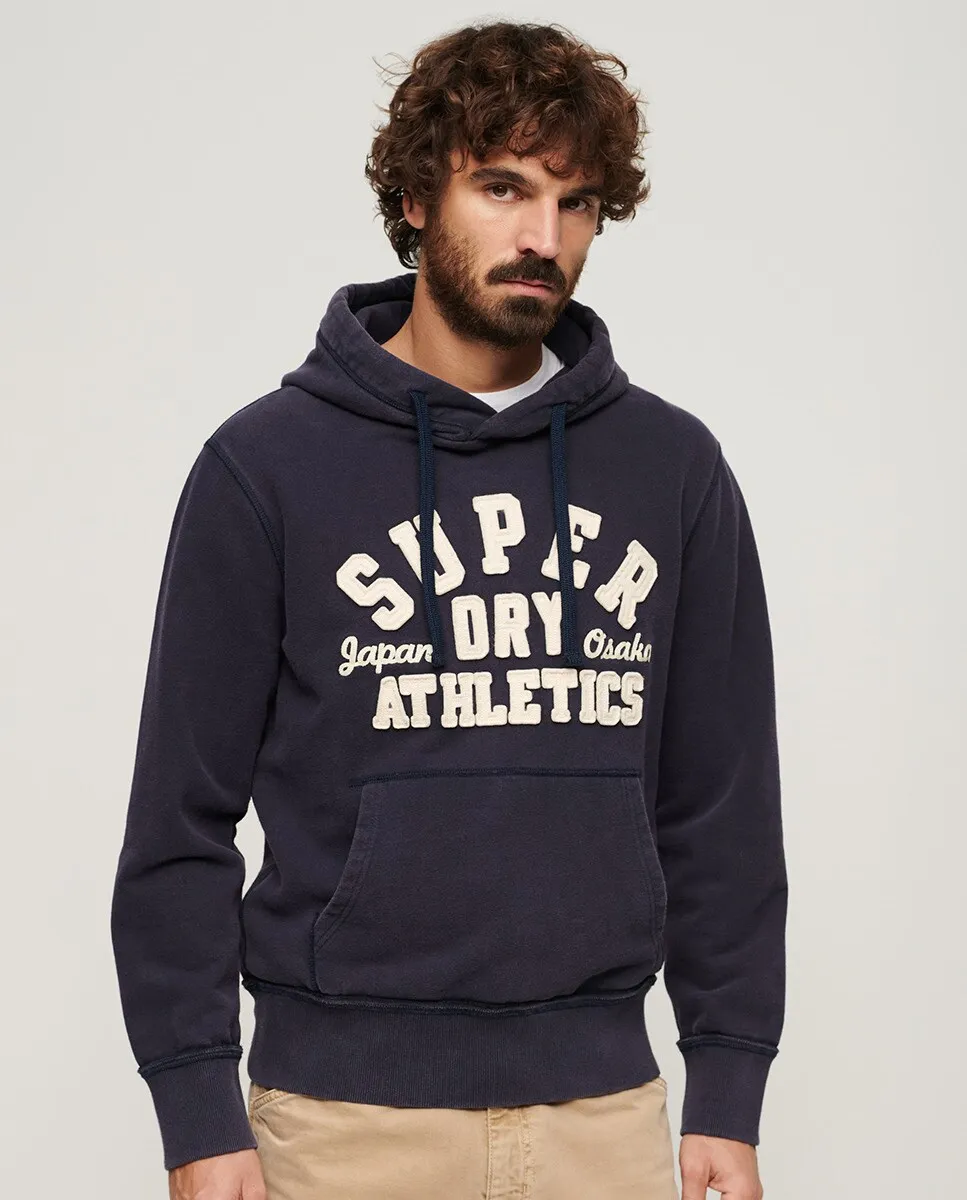 

Винтажная спортивная толстовка с капюшоном Superdry, темно-синий