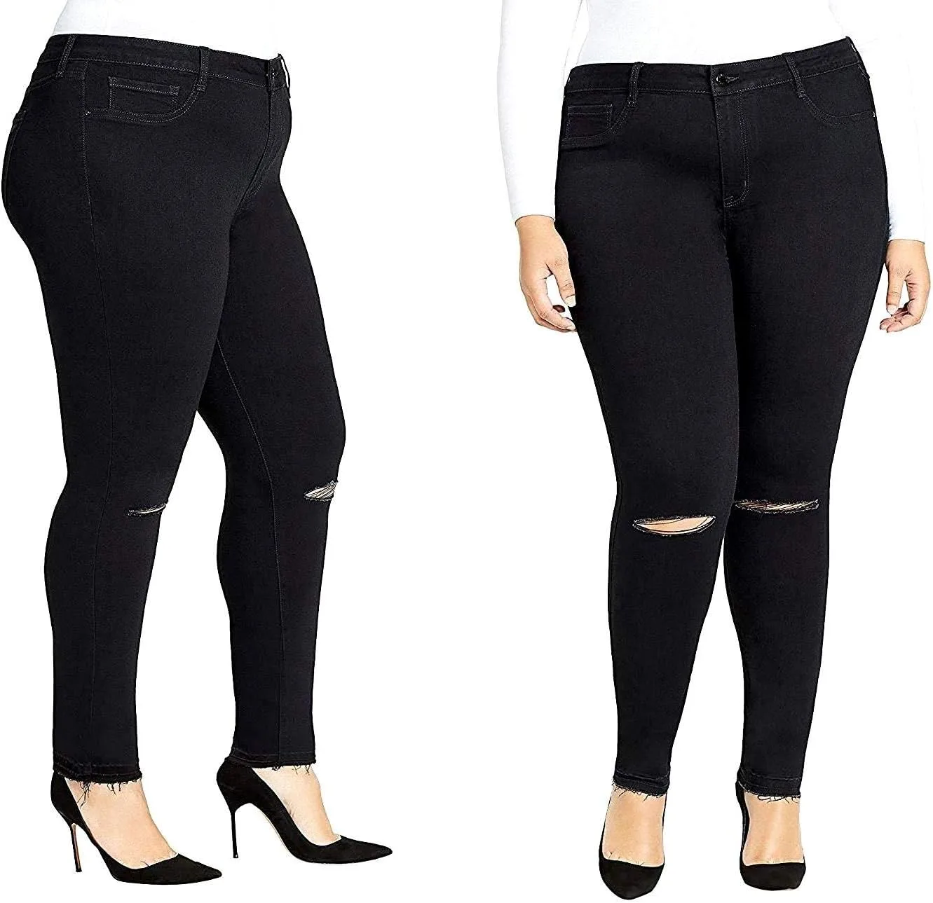 

Studio Q женские джинсы Plus Size Stretch с потертостями и разрывами на коленях 1826JEANS FOR LOVE