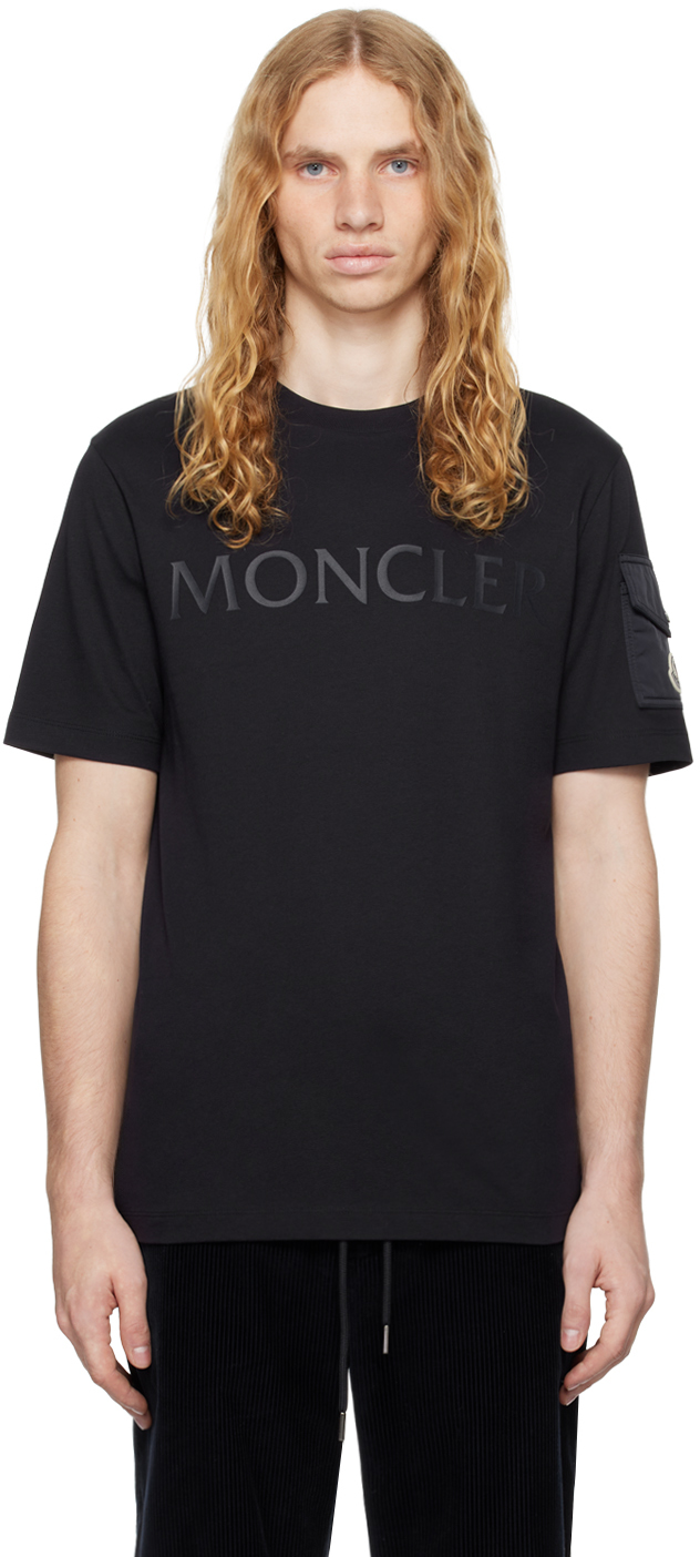 

Футболка с ламинированным логотипом в морском стиле Moncler