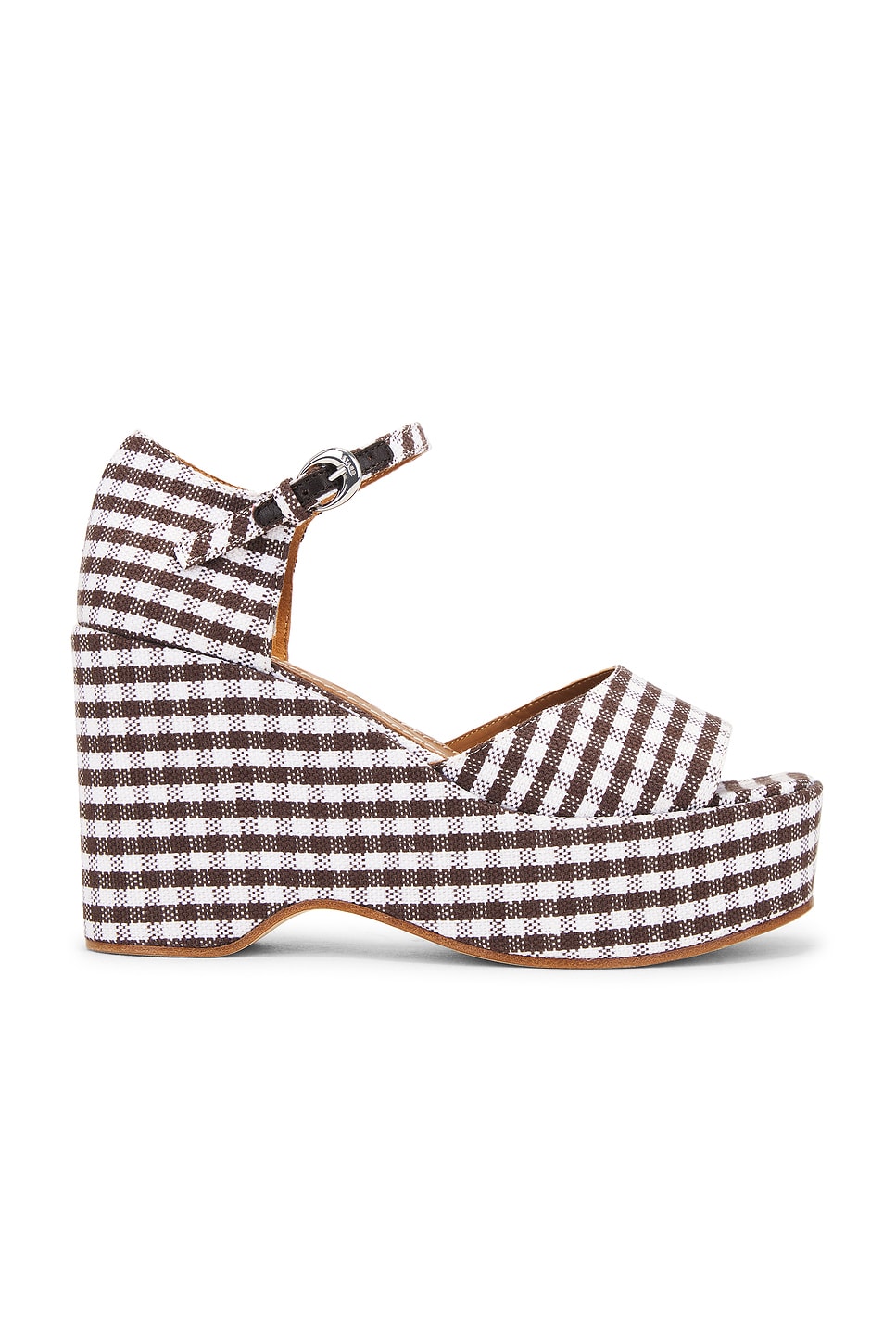 Сандалии Stella на платформе Staud, цвет Dark Chocolate Micro Check