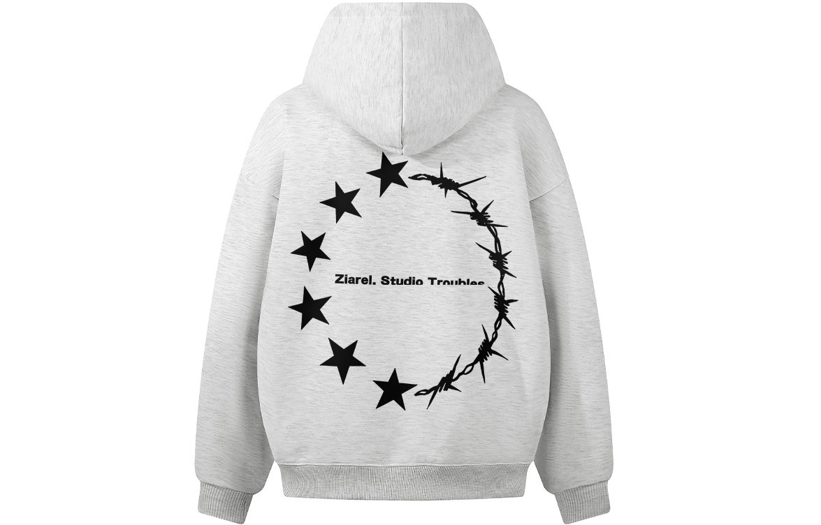 

Толстовка Unisex Hooded Moderate Heavyweight ZIAREL, белый heather серый