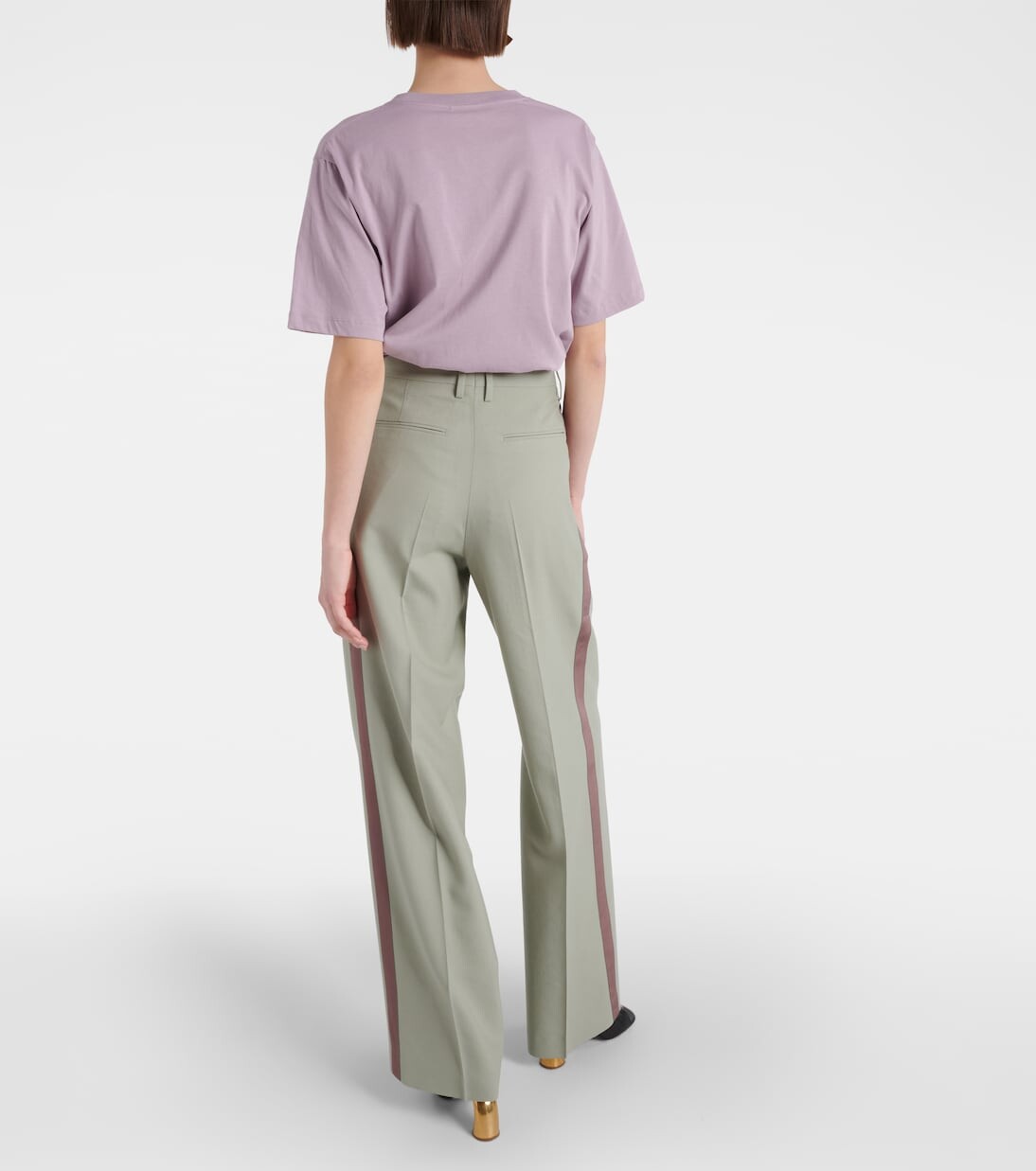 Прямые брюки из шерсти со средней посадкой Dries Van Noten, зеленый — фото 3