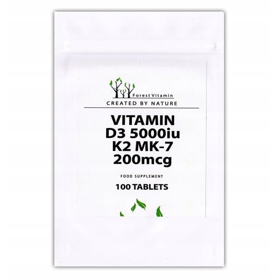 

Forest Vitamin, Витамин D3 5000 МЕ K2 Mk-7 200 мкг 100 таблеток