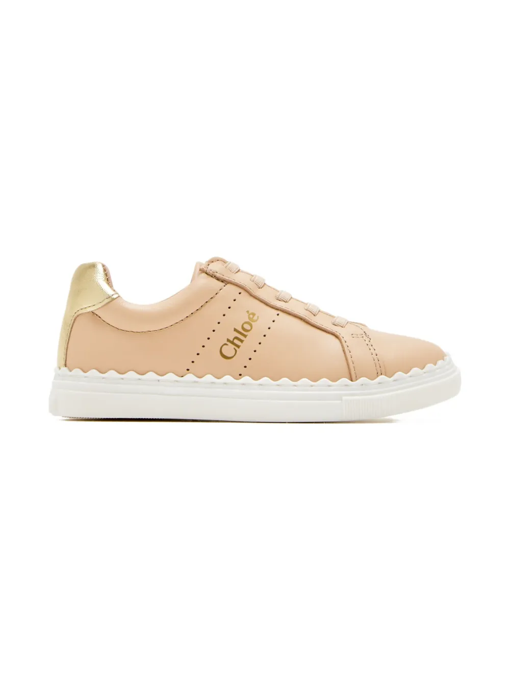 

Кожаные кроссовки с фестончатой отделкой Chloé Kids, розовый