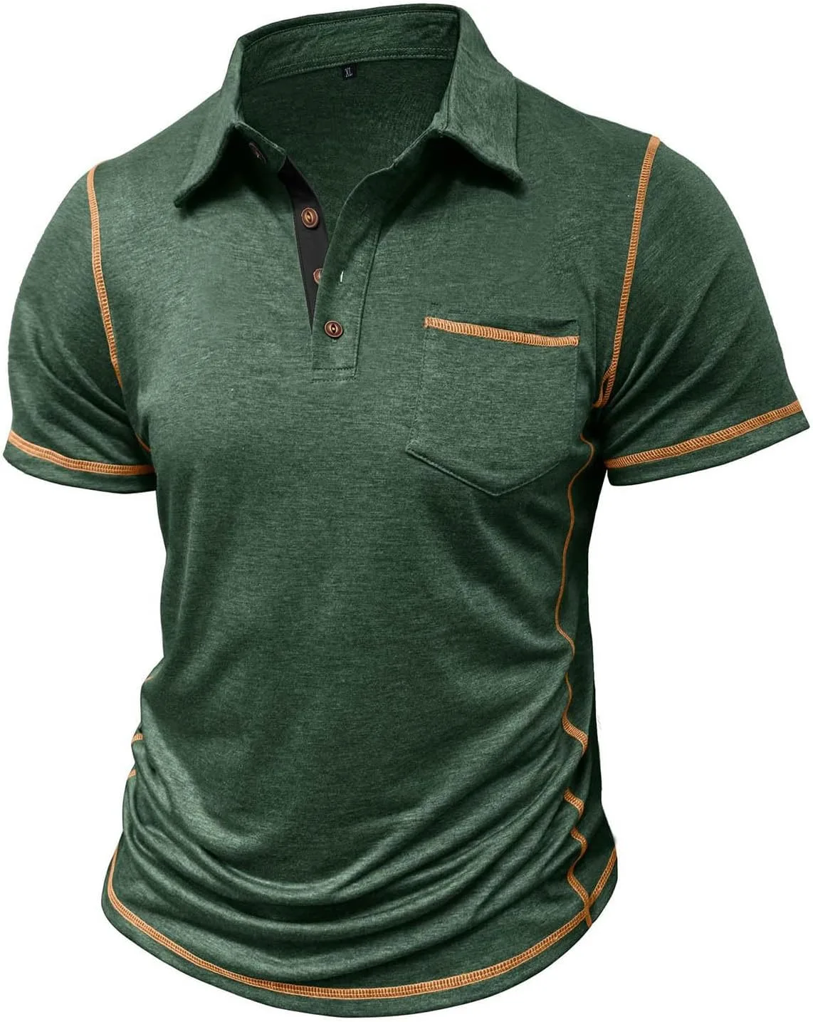 

Xiaojmake мужская рубашка Henley с коротким рукавом, легкая летняя с карманом