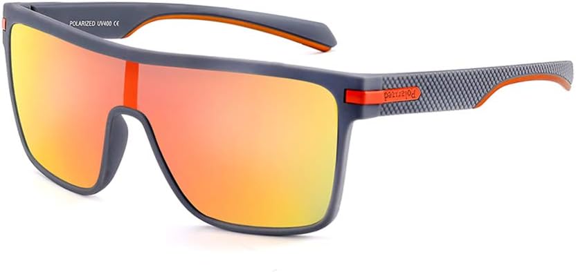 

Мужские поляризованные спортивные солнцезащитные очки Karsaer Flat Top TR90 в винтажном квадратном стиле для велоспорта, бега, рыбалки, гольфа, походов, Mirrored Red Lens