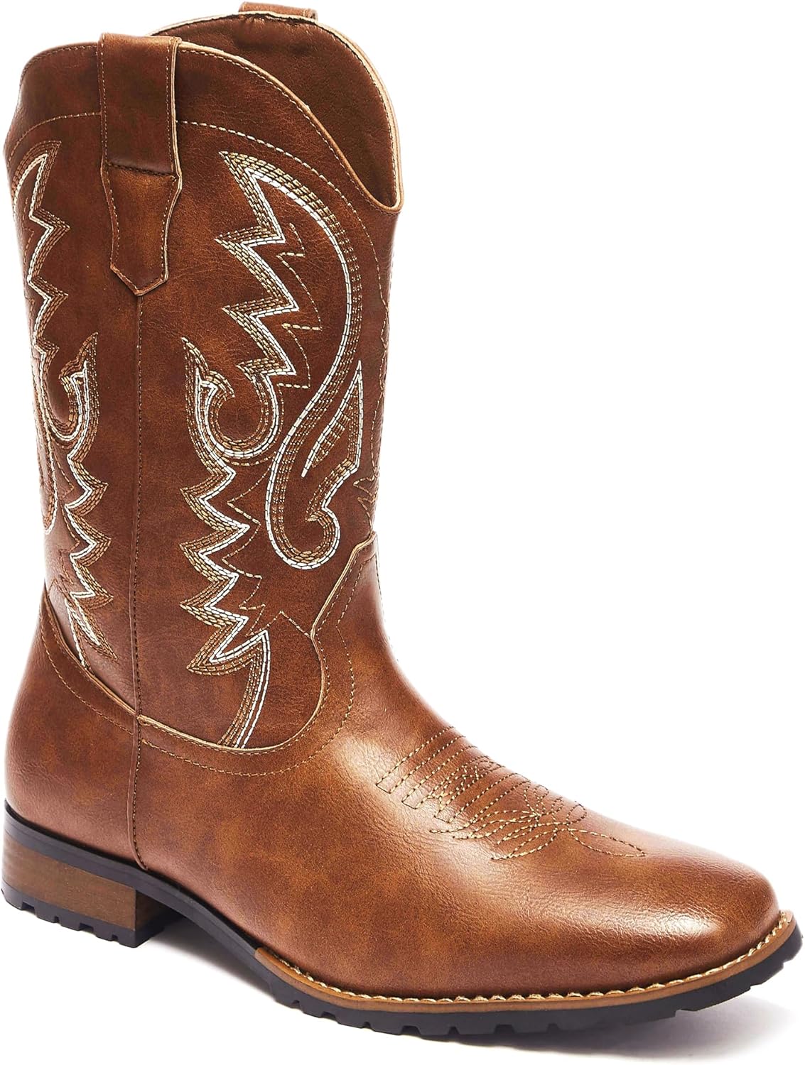 

Мужские ковбойские западные ботинки Metrocharm с вышивкой и квадратным носком WESTERN-03, коричневый