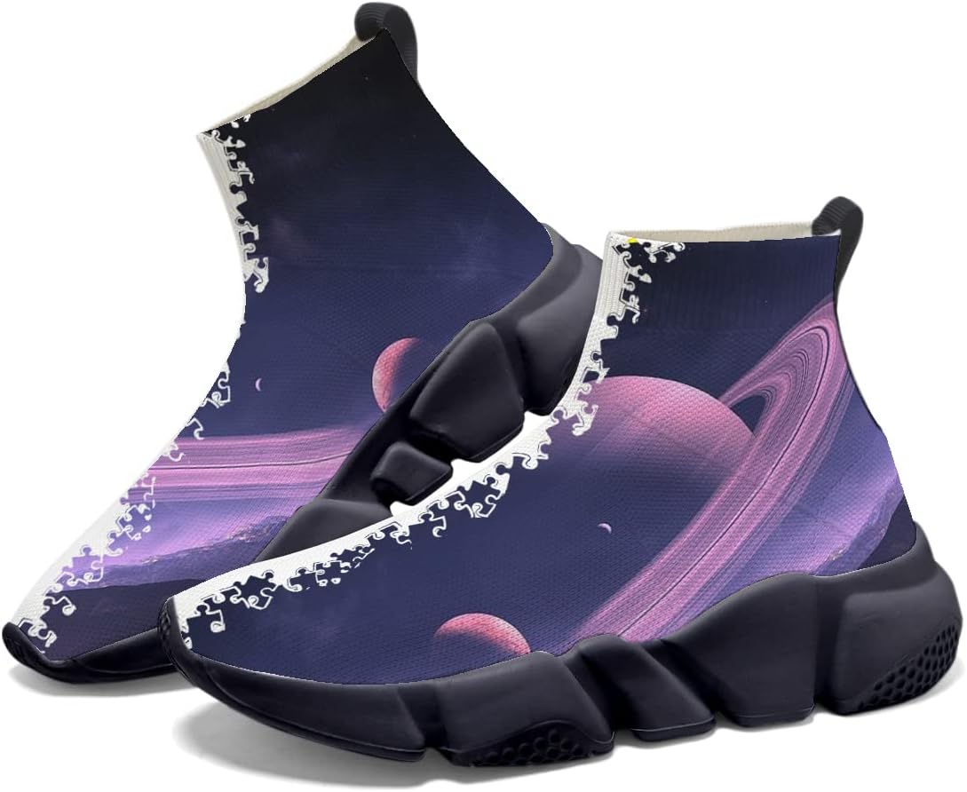 

Мужские легкие кроссовки для бега, повседневные, для тенниса и спорта, дышащие, вязаные, прогулочные, с противоскользящей подошвой, носочные, женские кеды, с рисунком «Звездное небо» и граффити Hetios, Starry Sky 04