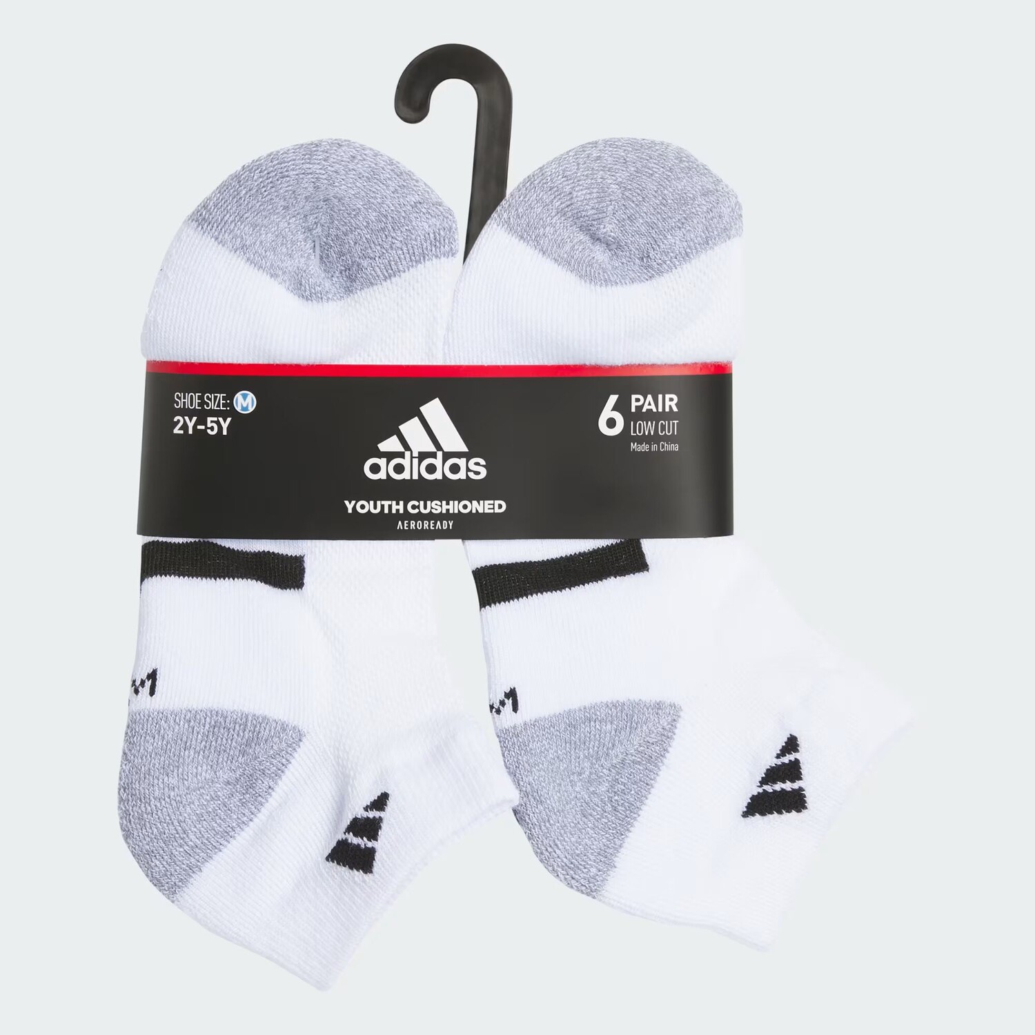 Комплект спортивных мягких носков с низкой посадкой, 6 шт., для детей Adidas, White/Grey/Black — фото 2