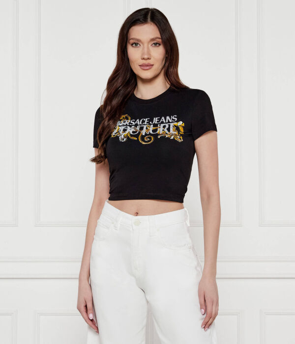 

Футболка Cropped Fit Versace Jeans Couture, черный