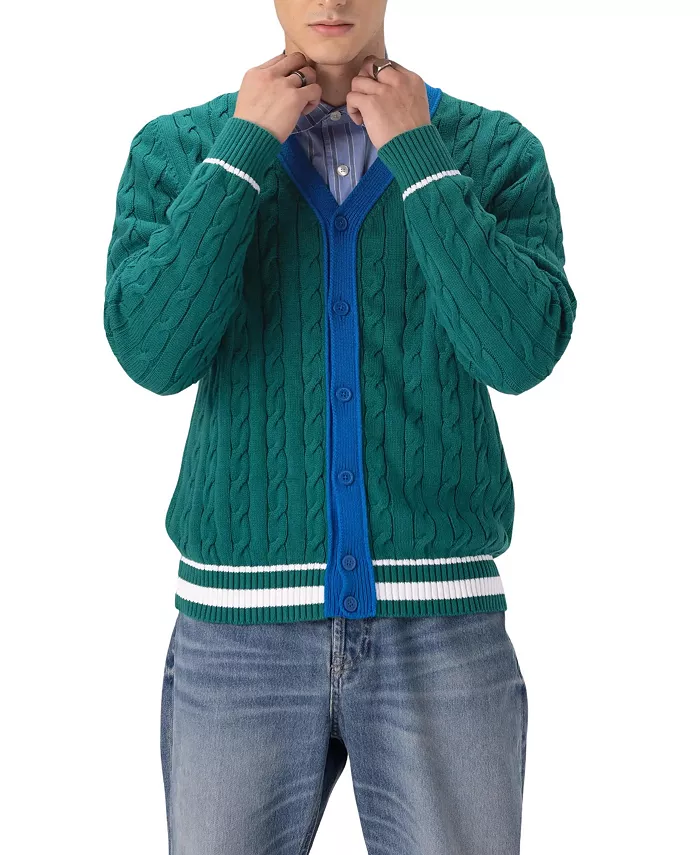 

Мужской кардиган с косой вязкой Members Only, зеленый