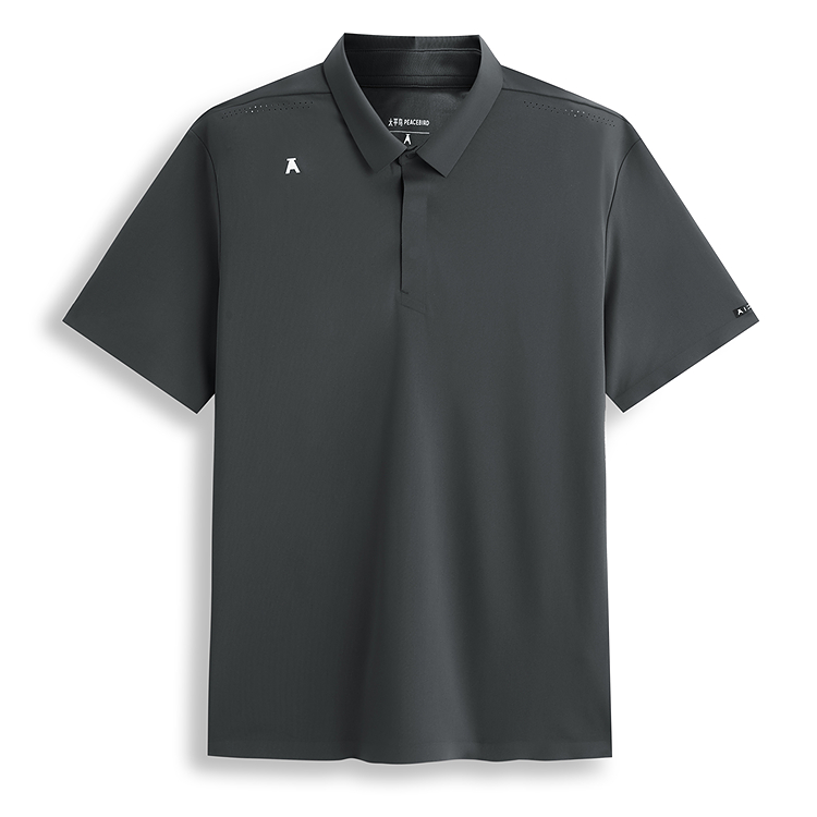 

PEACEBIRD MEN Футболка-поло мужская черная серая 1 Polo Collar Moderate Straight Fit