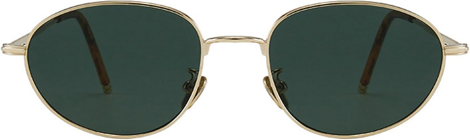 

Ретро овальные солнцезащитные очки для женщин и мужчин, модные и роскошные солнцезащитные очки в стиле 90-х, стильные солнцезащитные очки в металлической оправе mincl, Green