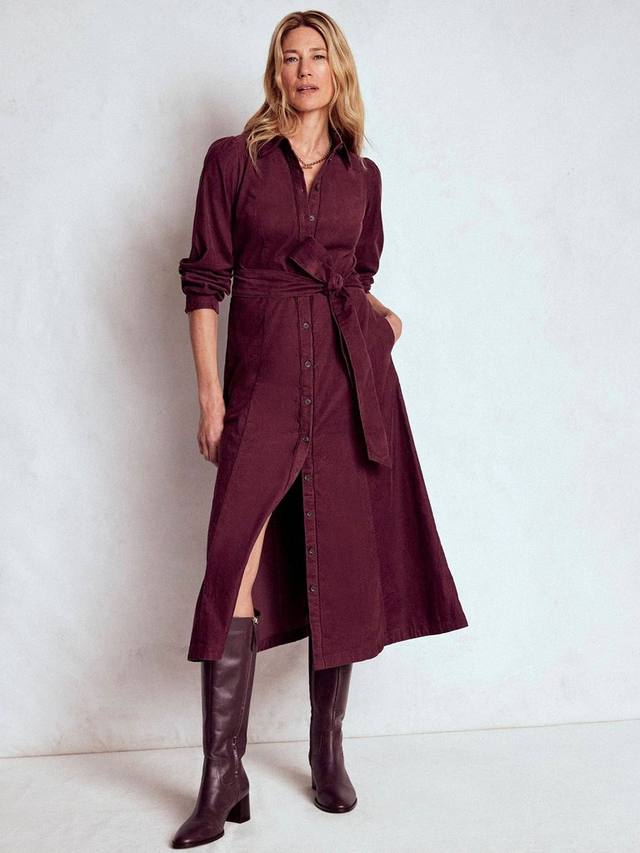 

Платье миди Clara из вельвета Boden, Dark Cherry