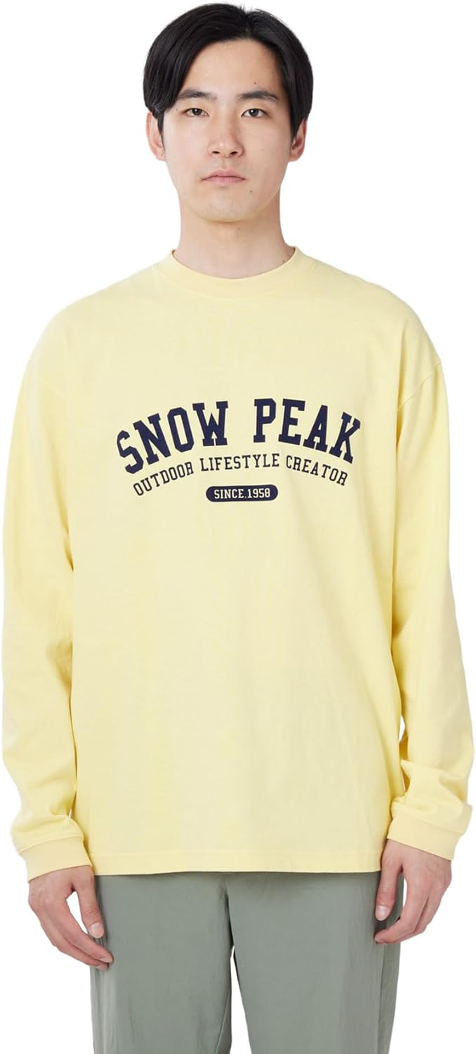 

Футболка с длинным рукавом Snow Peak TS-26SU002 с университетским логотипом, сшитая по индивидуальному заказу, с длинным рукавом, мужская, женская, желтый