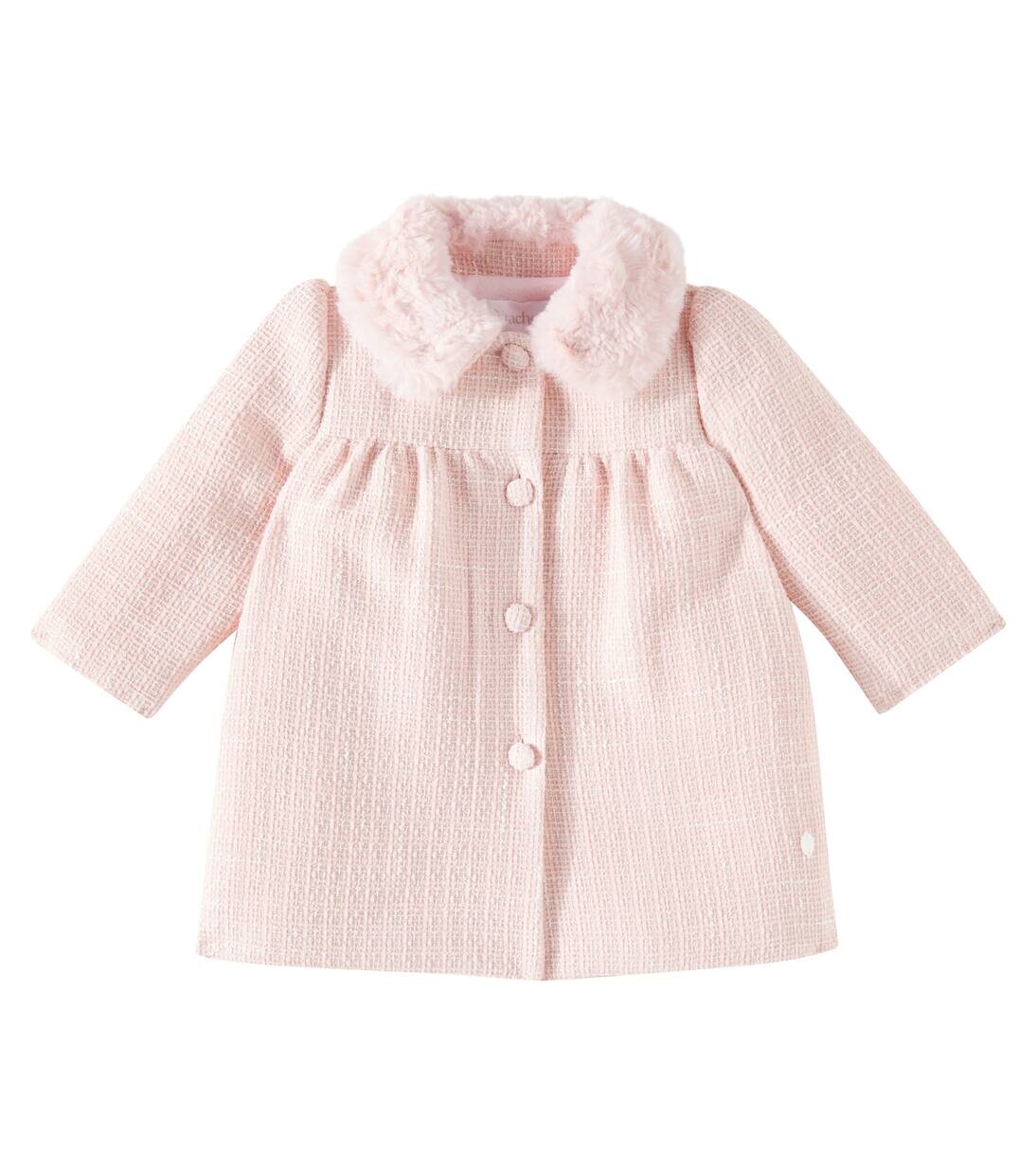 

Детское пальто с отделкой из искусственного меха Patachou, цвет pale pink