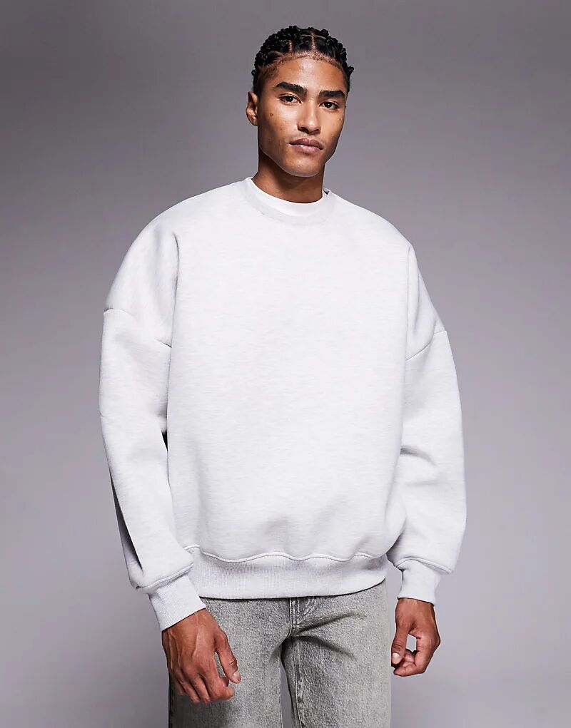 

Плотная толстовка ASOS DESIGN oversize из ткани в стиле «дайвинг» белого меланжевого цвета