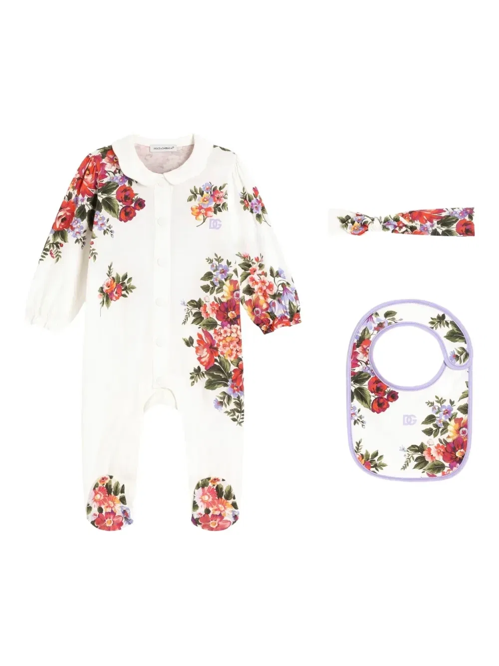 Комплект для новорожденного с цветочным принтом Dolce & Gabbana Kids, белый