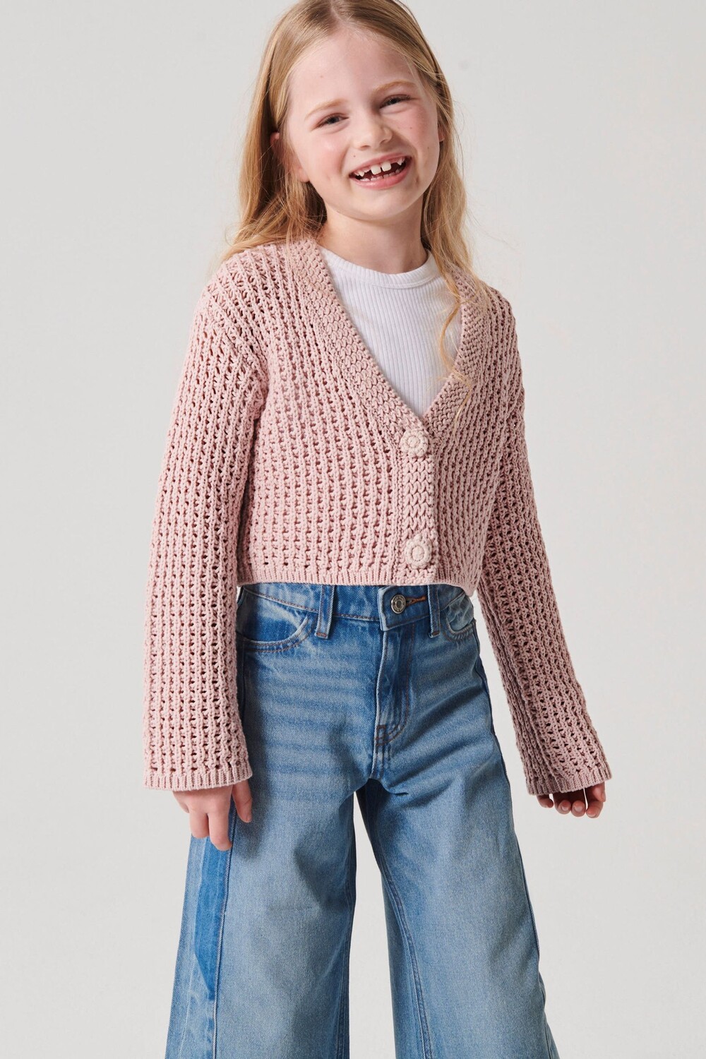 

Кардиган короткого кроя для девочки крючком River Island, розовый