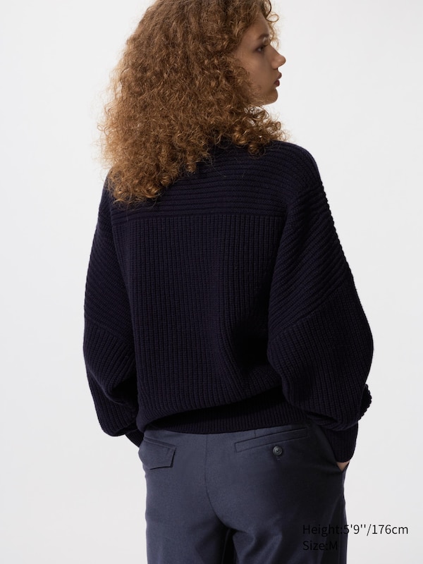 Широкие брюки из смесовой шерсти Uniqlo, 69 navy — фото 2