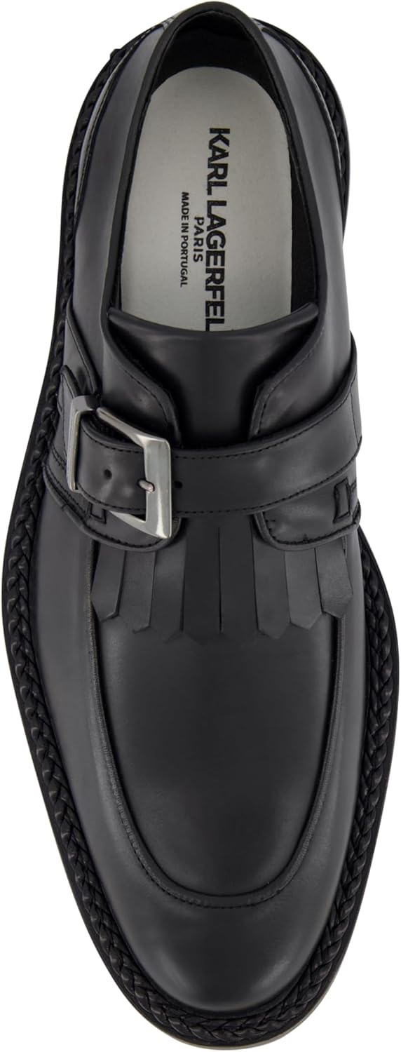 Мужские туфли Karl Lagerfeld с одинарной пряжкой и бахромой, черный — фото 2