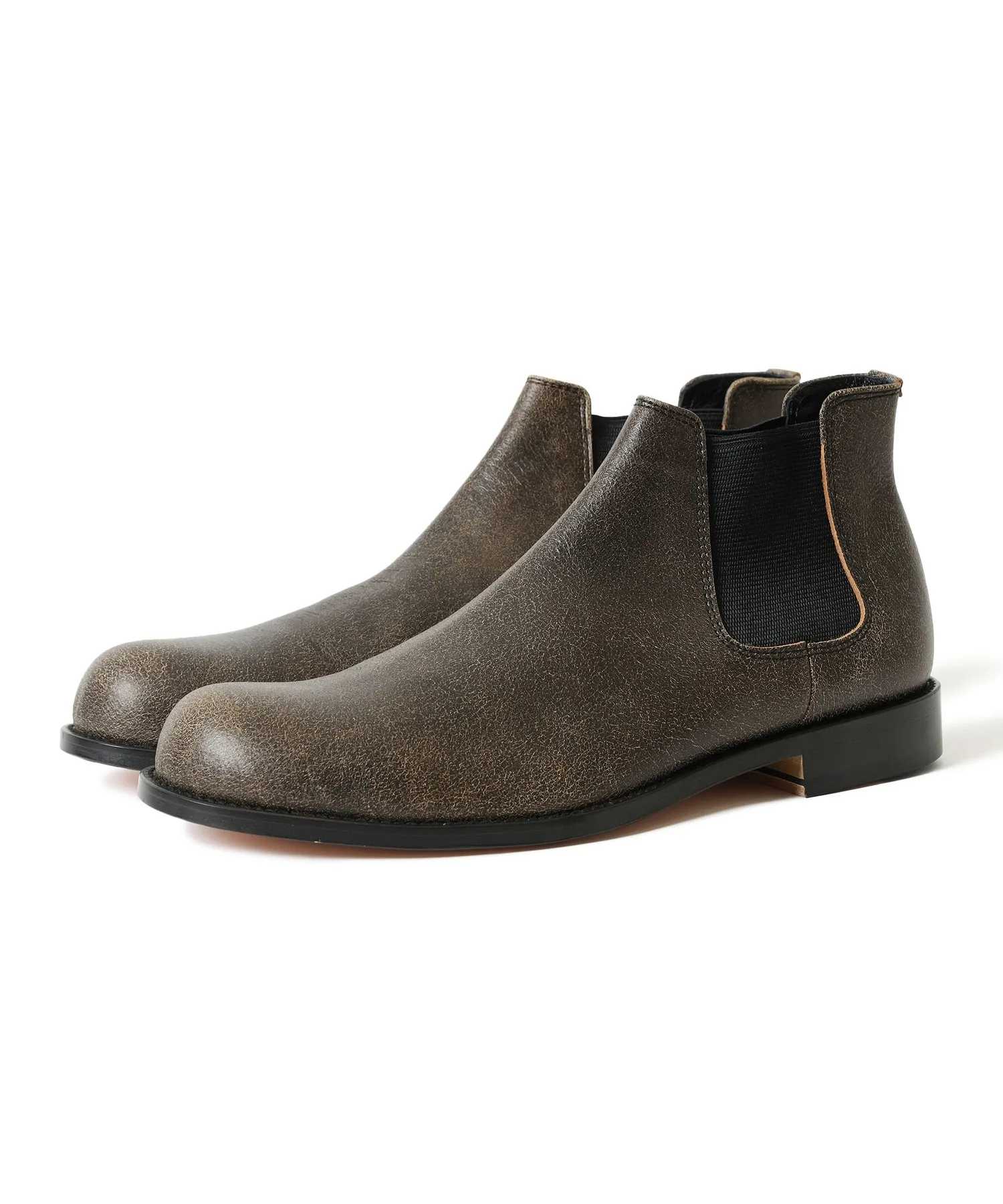 Мужские ботинки Side Gore Boots из кожи с эффектом crack BEAMS PADRONE черные — фото 2