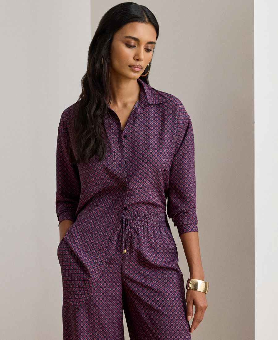 

Женская рубашка с принтом в виде платка Lauren Ralph Lauren, Navy Multi