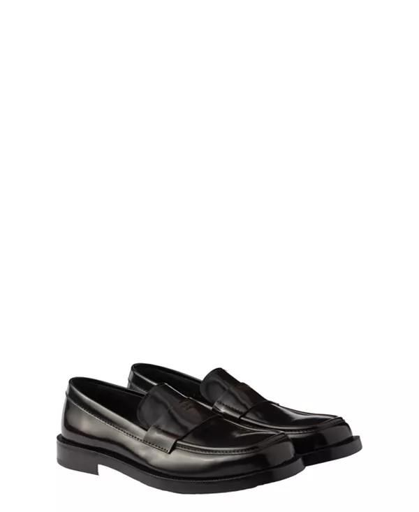 Мужские лоферы из матовой кожи Prada, коричневый