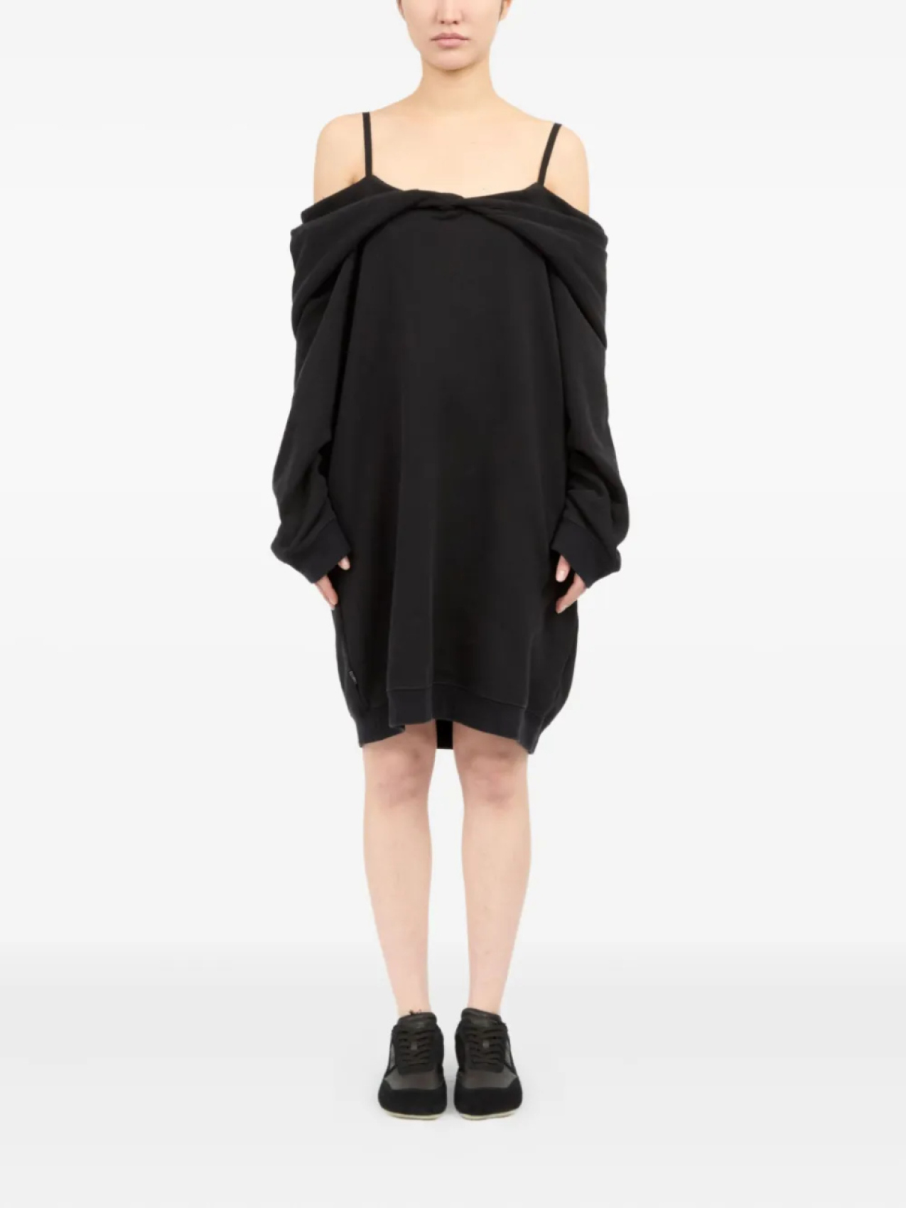 

Мини-платье без рукавов с закрученным кроем MM6 Maison Margiela, черный