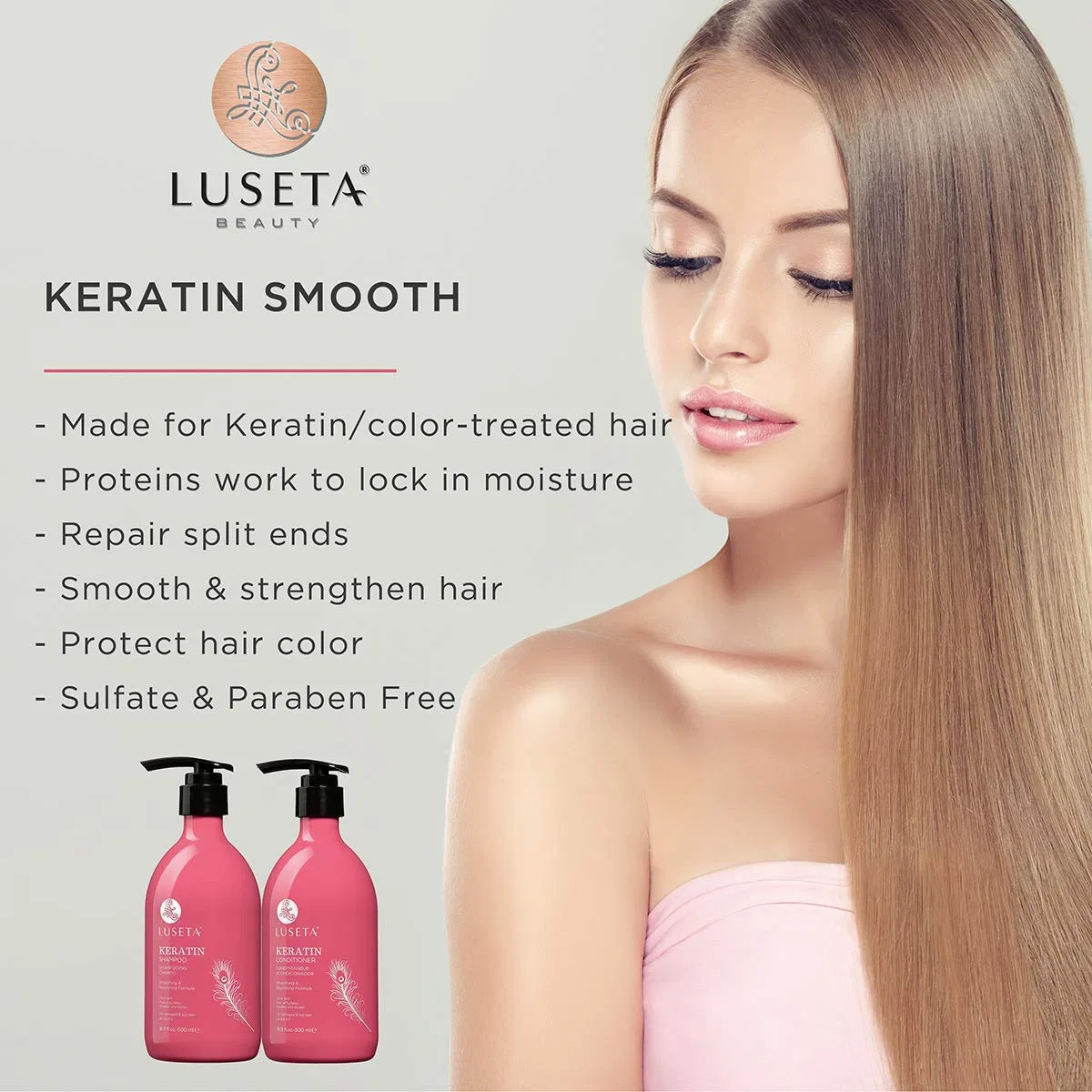 Шампунь Luseta Keratin Smooth с кератином для сухих и поврежденных волос Luseta — фото 2