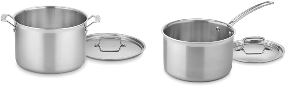 

Cuisinart MCP66-28N Multi Clad Pro Сковорода из нержавеющей стали на 12 литров, кастрюля с крышкой и MCP194-20N Multiclad Pro Трехслойная посуда из нержавеющей стали Сковорода на 4 литра, кастрюля с крышкой