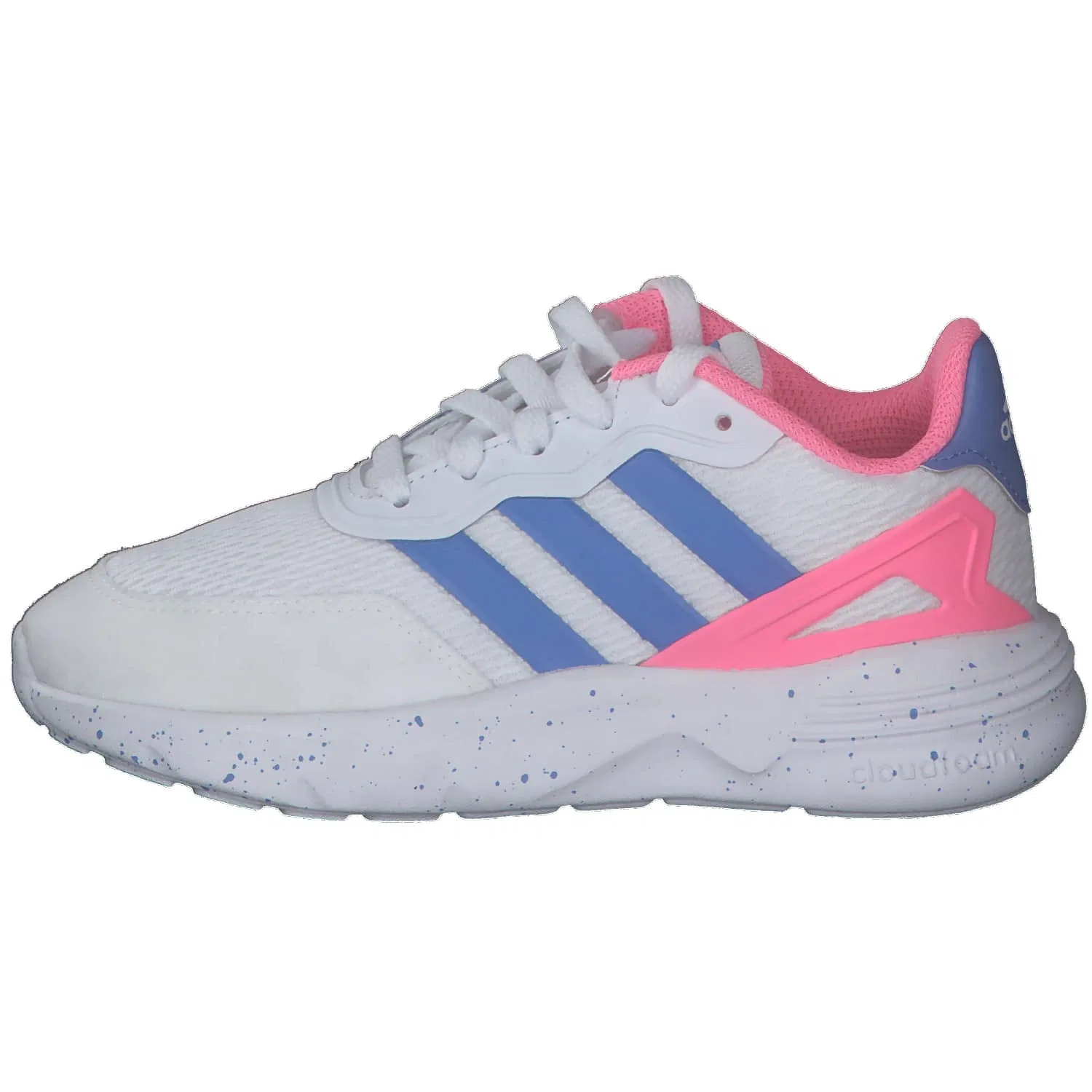 Детские кроссовки для мальчиков с принтом Nebzed Lifestyle Lace Running Adidas, Cloud White Blue Fusion Beam Pink — фото 2