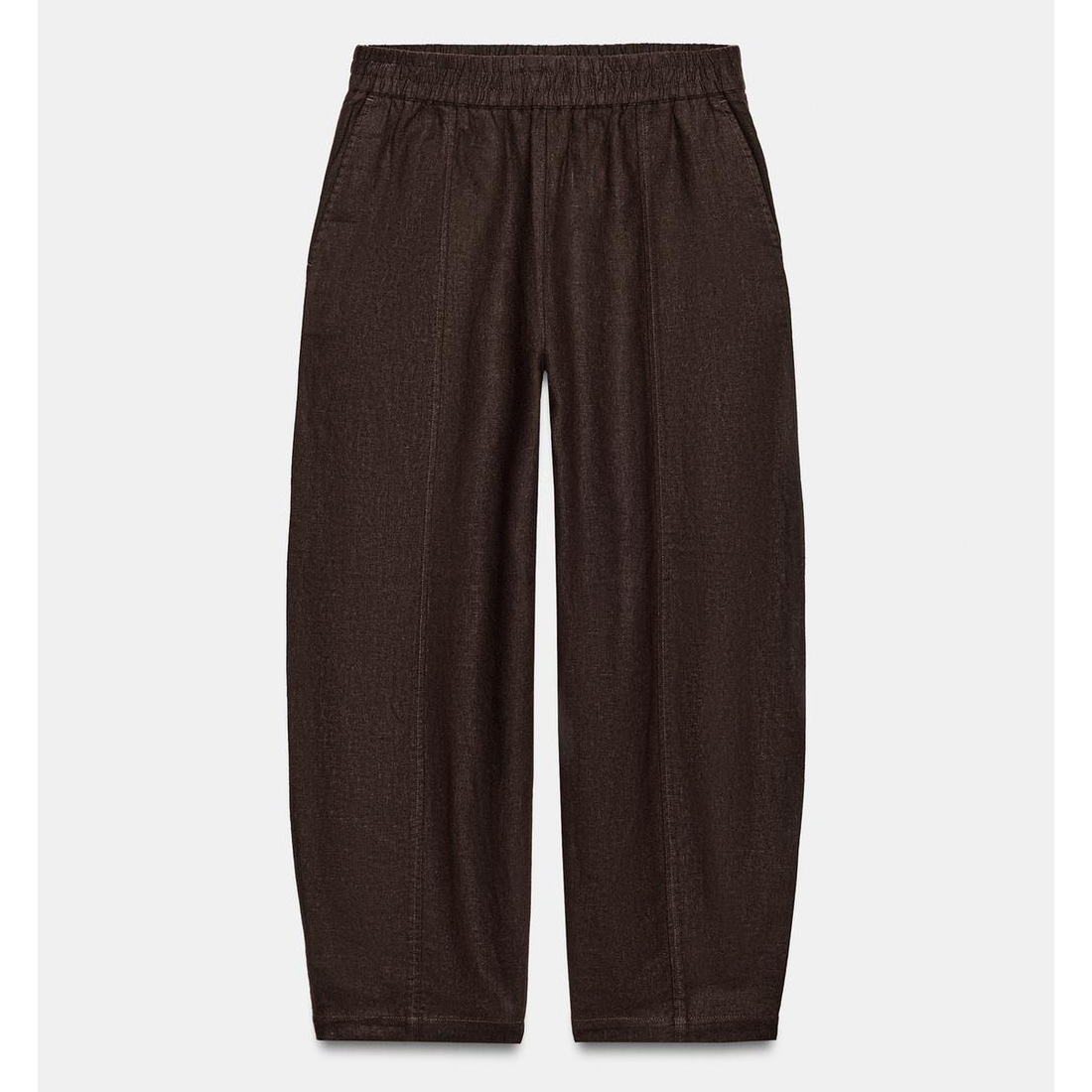 Брюки Zara Barrel Linen Blend, коричневый