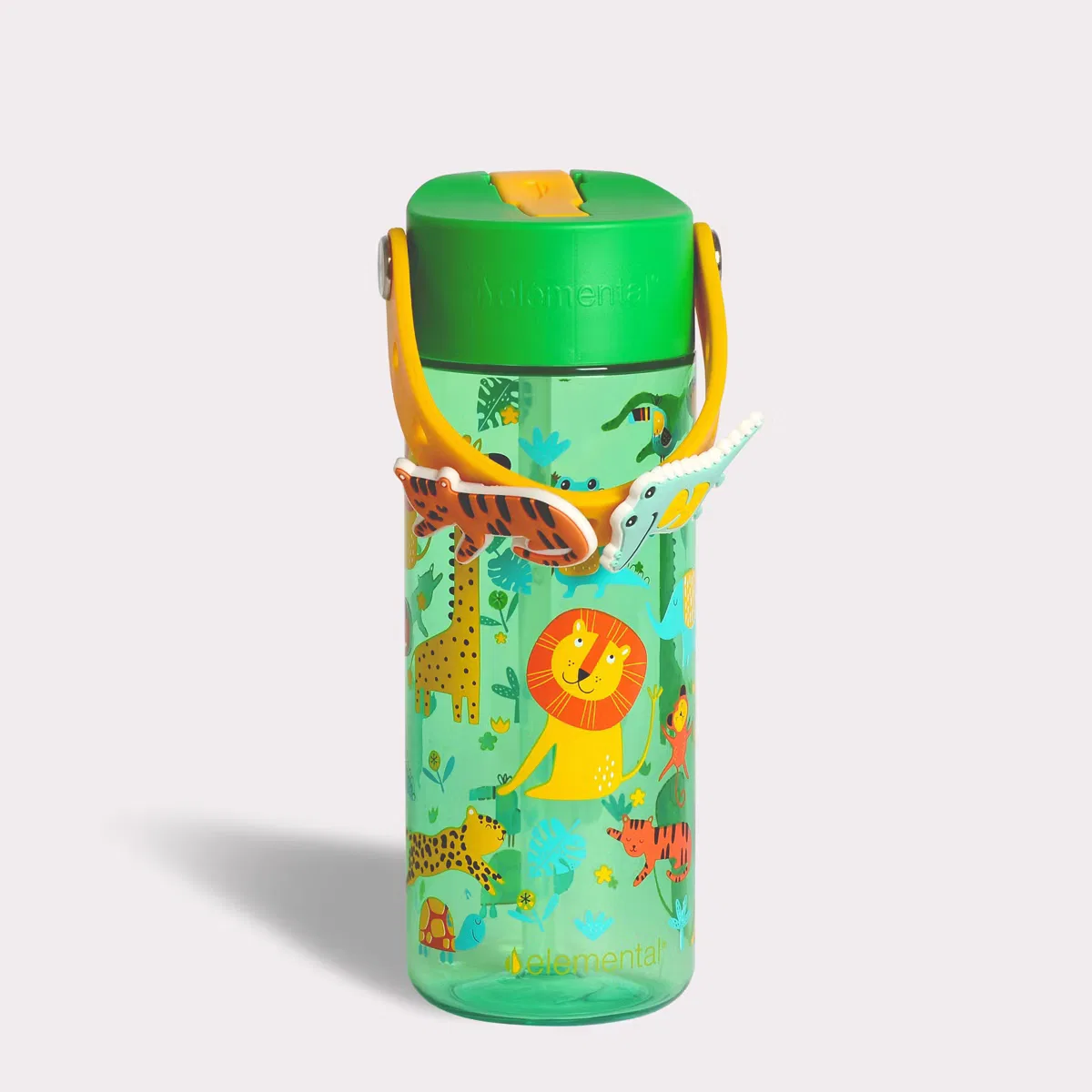 Детская бутылка для воды 0,53 л с трубочкой и ручкой поп-ит Splash Jungle Friend Elemental, Jungle Friends