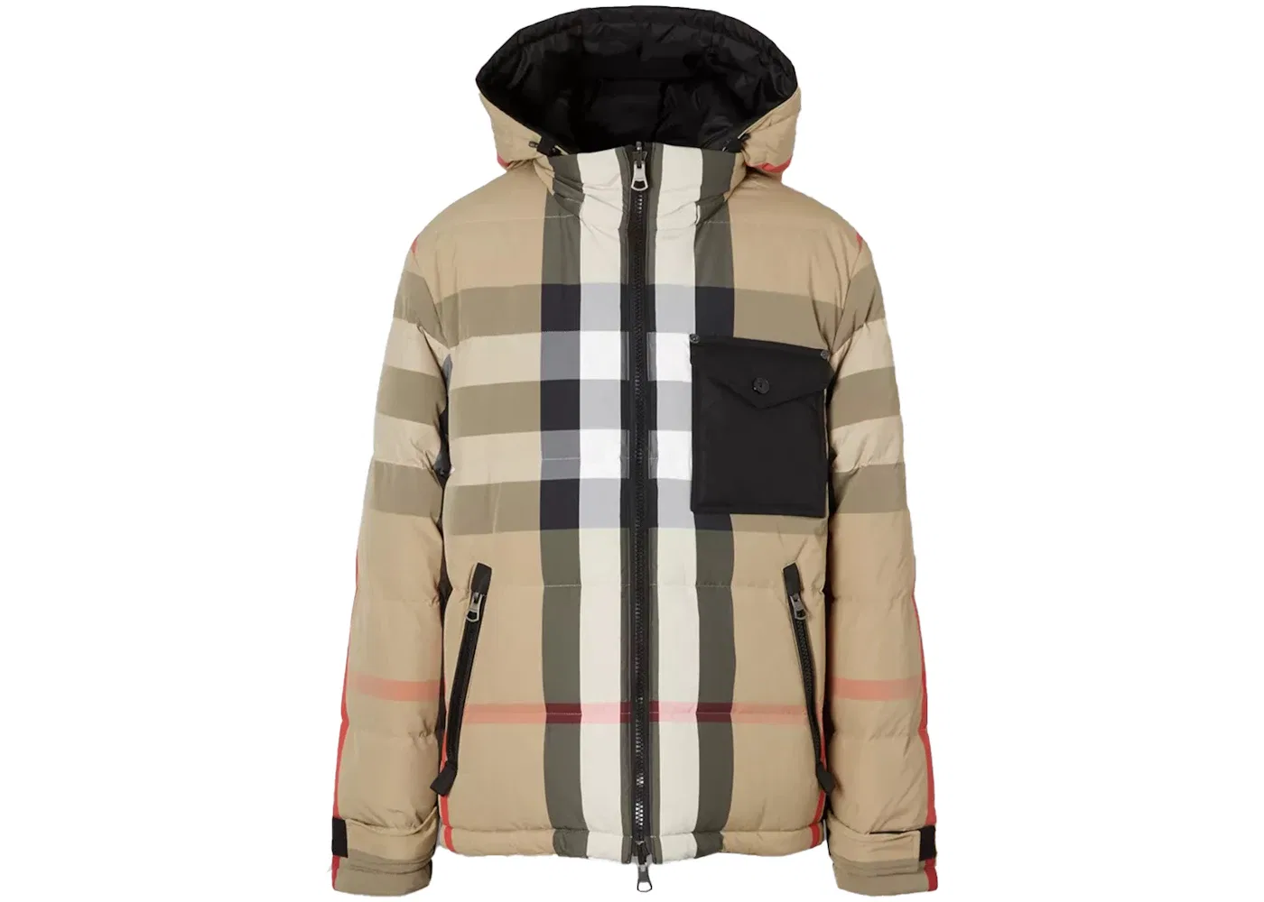 Мужской пуховик двусторонний с принтом Burberry Jacket, Black Archive Beige