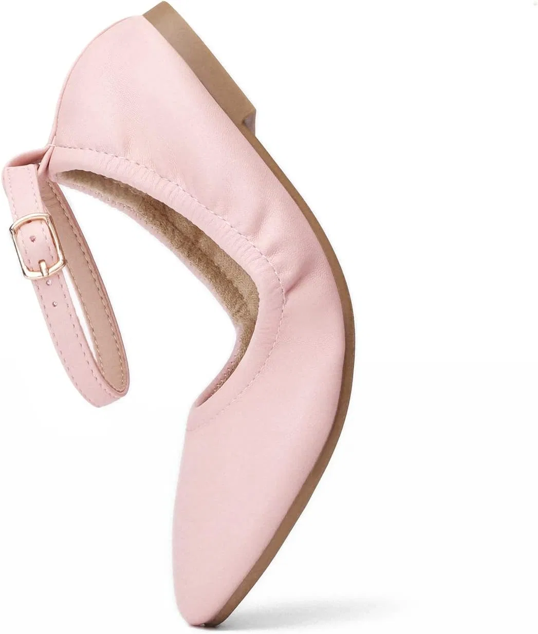Детские балетки для девочек с ремешком на щиколотке DREAM PAIRS, Pink — фото 2
