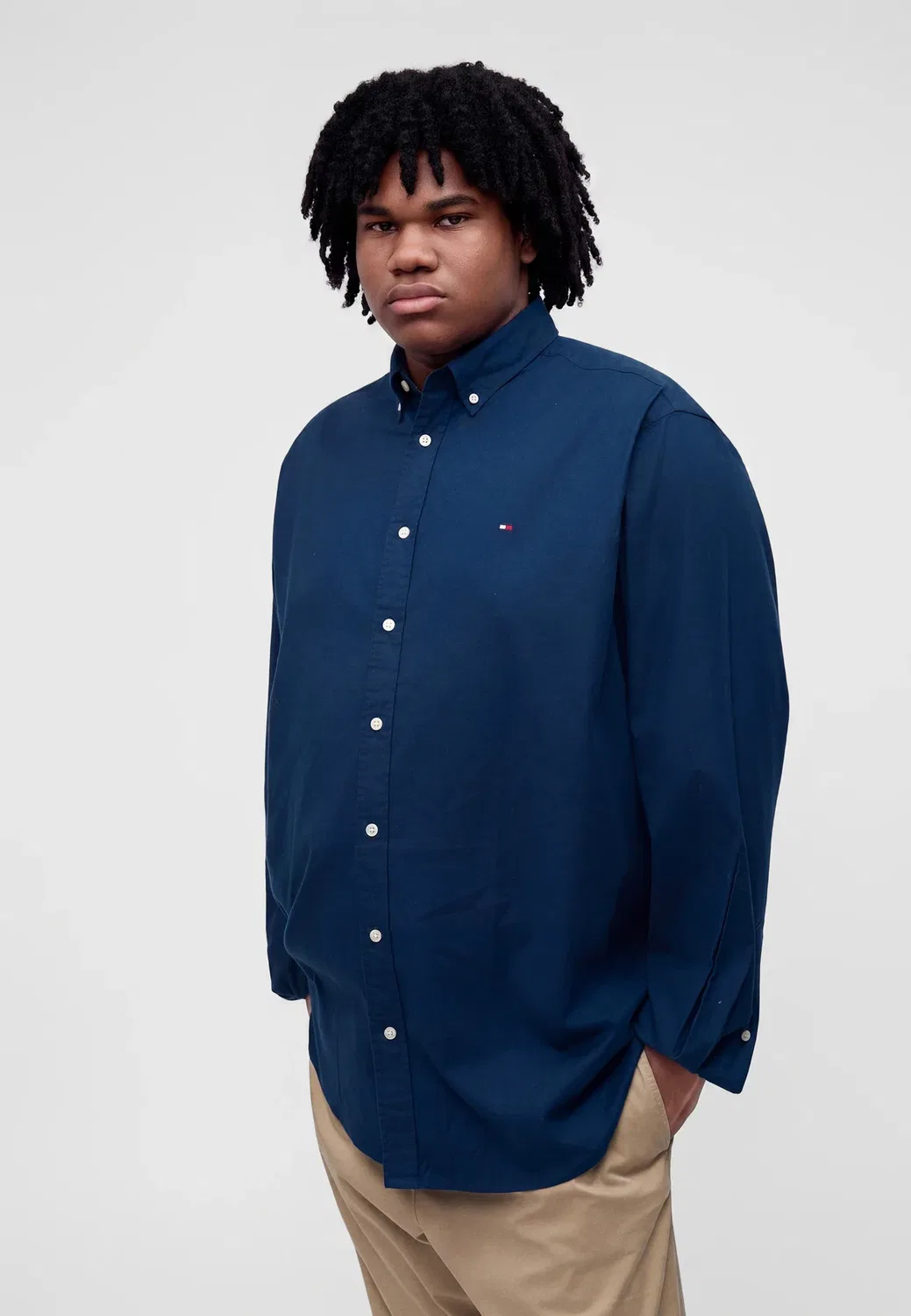 Однотонная - рубашка Tommy Hilfiger, Carbon Navy — фото 4