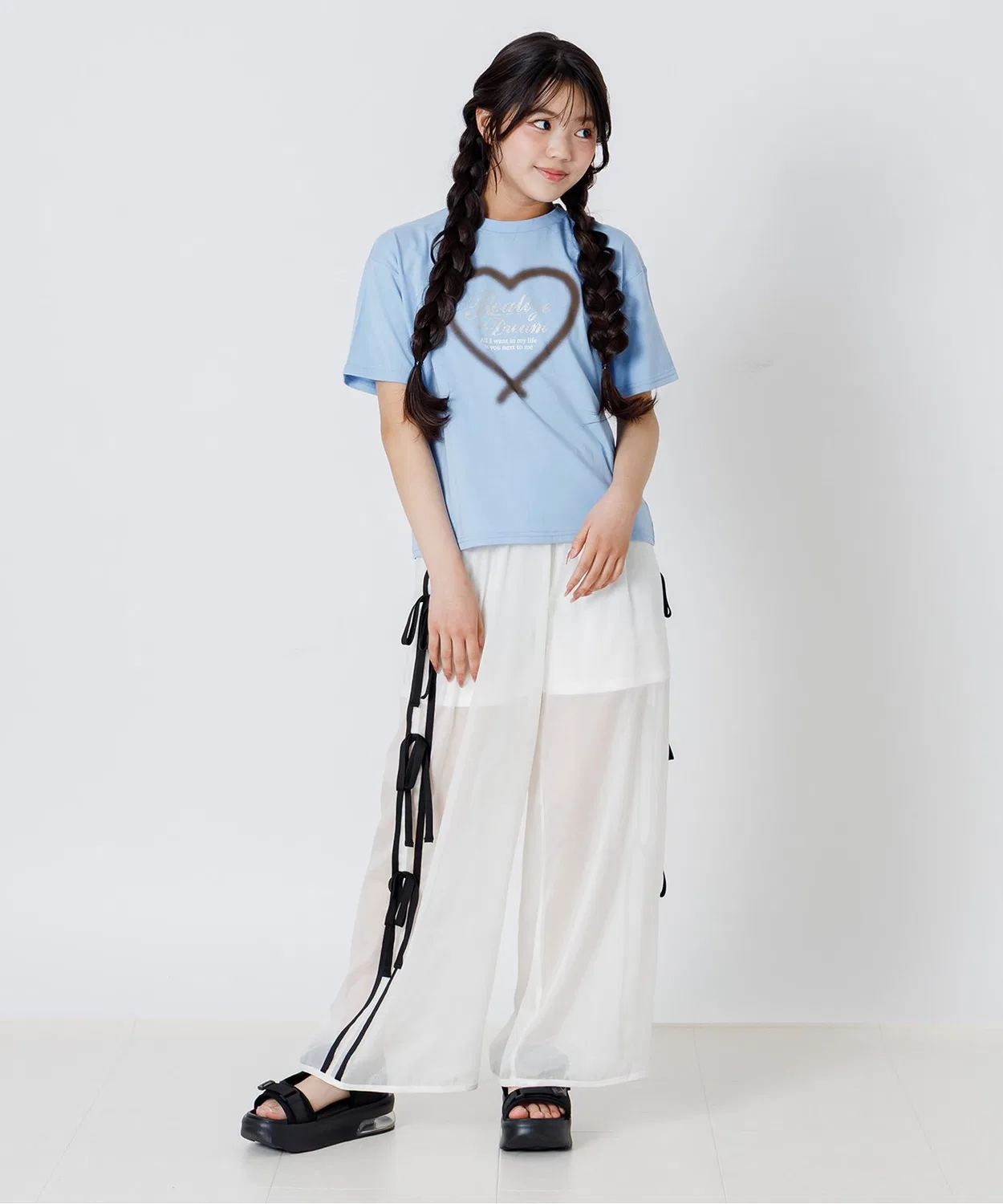 Детская футболка с принтом Spray Heart Lame algy, Off White — фото 4