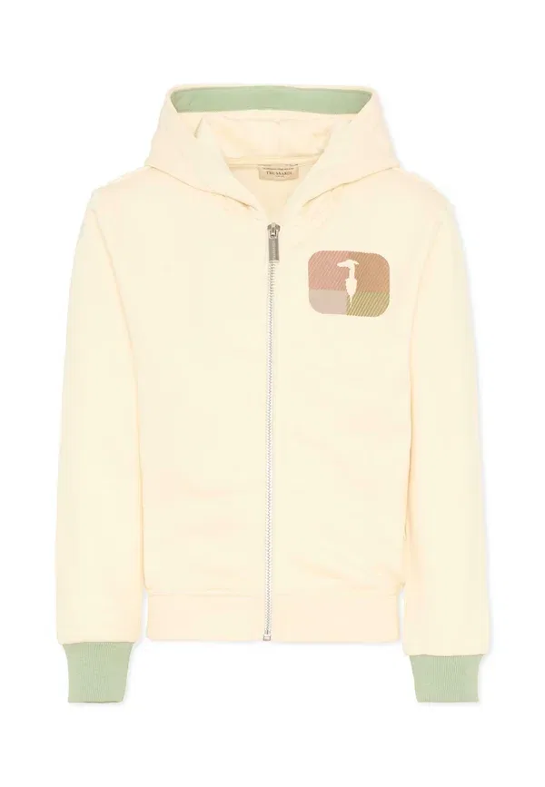 Худи с принтом Zip-up sweatshirt Tru Trussardi Junior, бежевый
