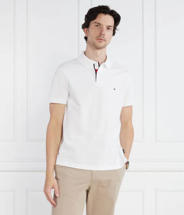 Мужское поло с коротким рукавом Polo Flag Under Placket Tommy Hilfiger, белый — фото 3