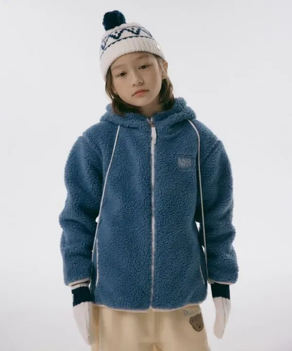 Флисовая кофта на молнии с логотипом, Enfant classic logo fleece hoodie zipup, MARITHÉ, синий