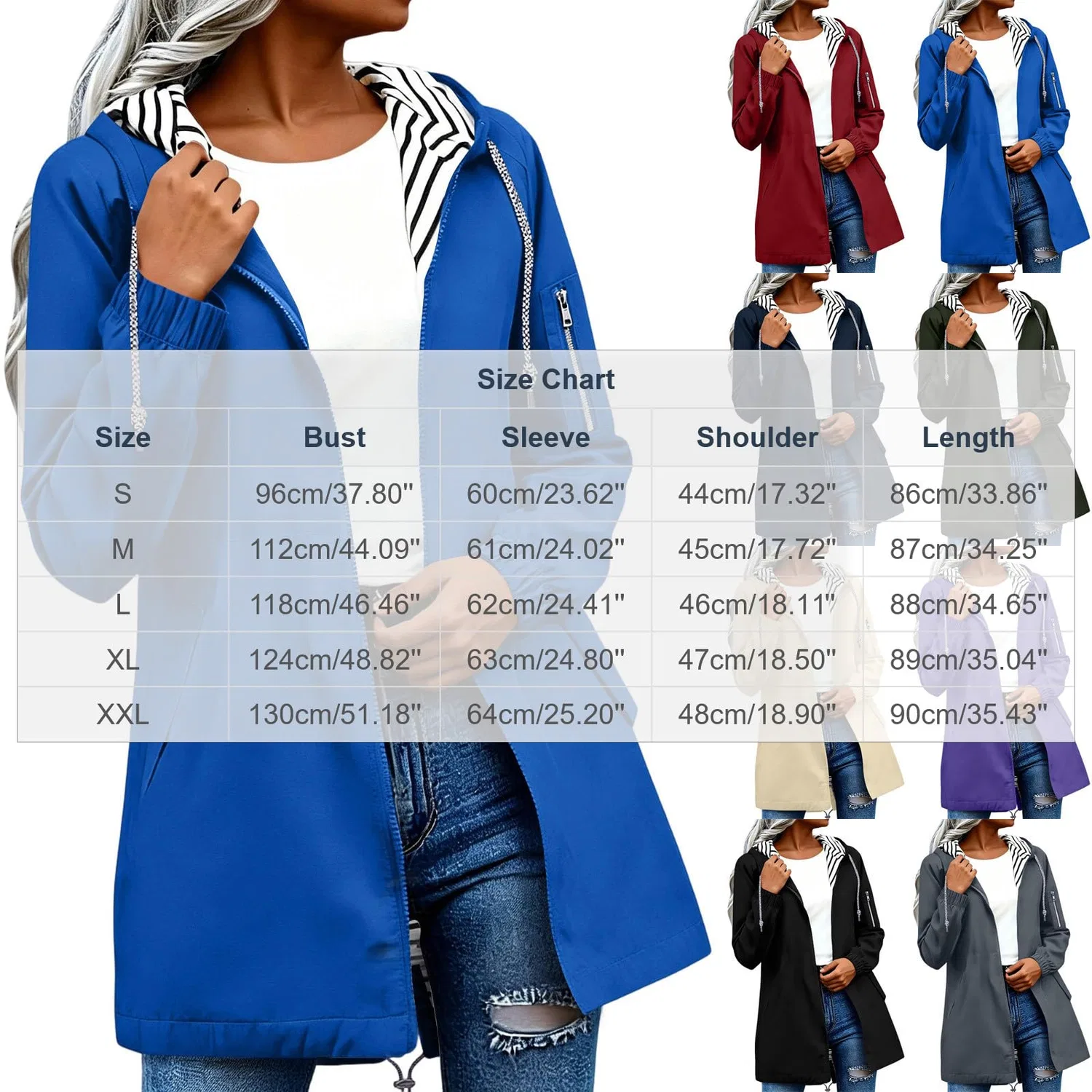 Женская ветровка с капюшоном из софтшелла, модель Giacca impermeabile da donna leggera con cappuccio giacca a vento leggera antivento giacche antipioggia full zip traspirante impermeabile attivo outdoor cappotti protezione solare escursionismo,... — фото 4