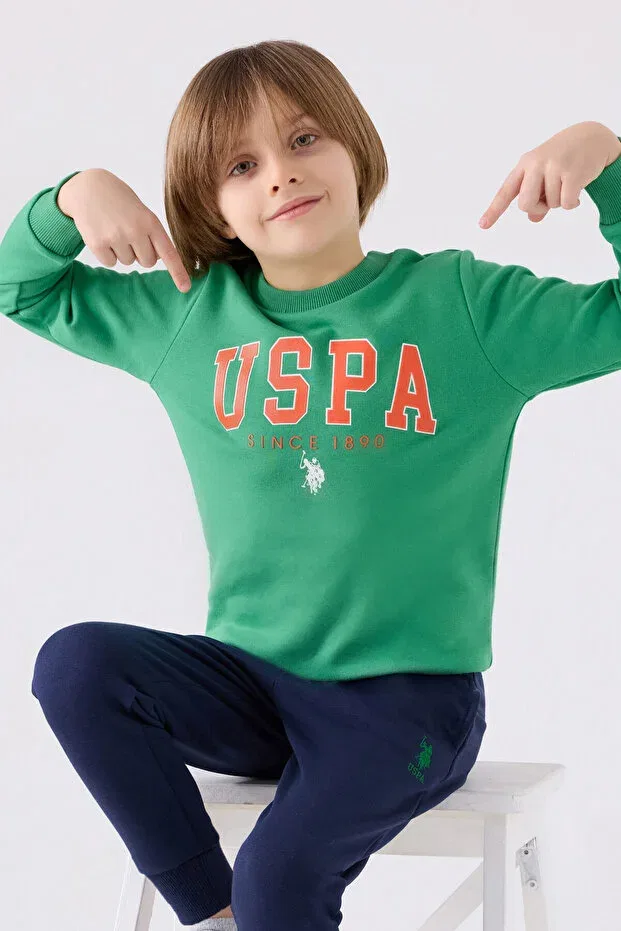 Детский спортивный костюм для мальчиков однотонный U.S. Polo Assn., Green — фото 2