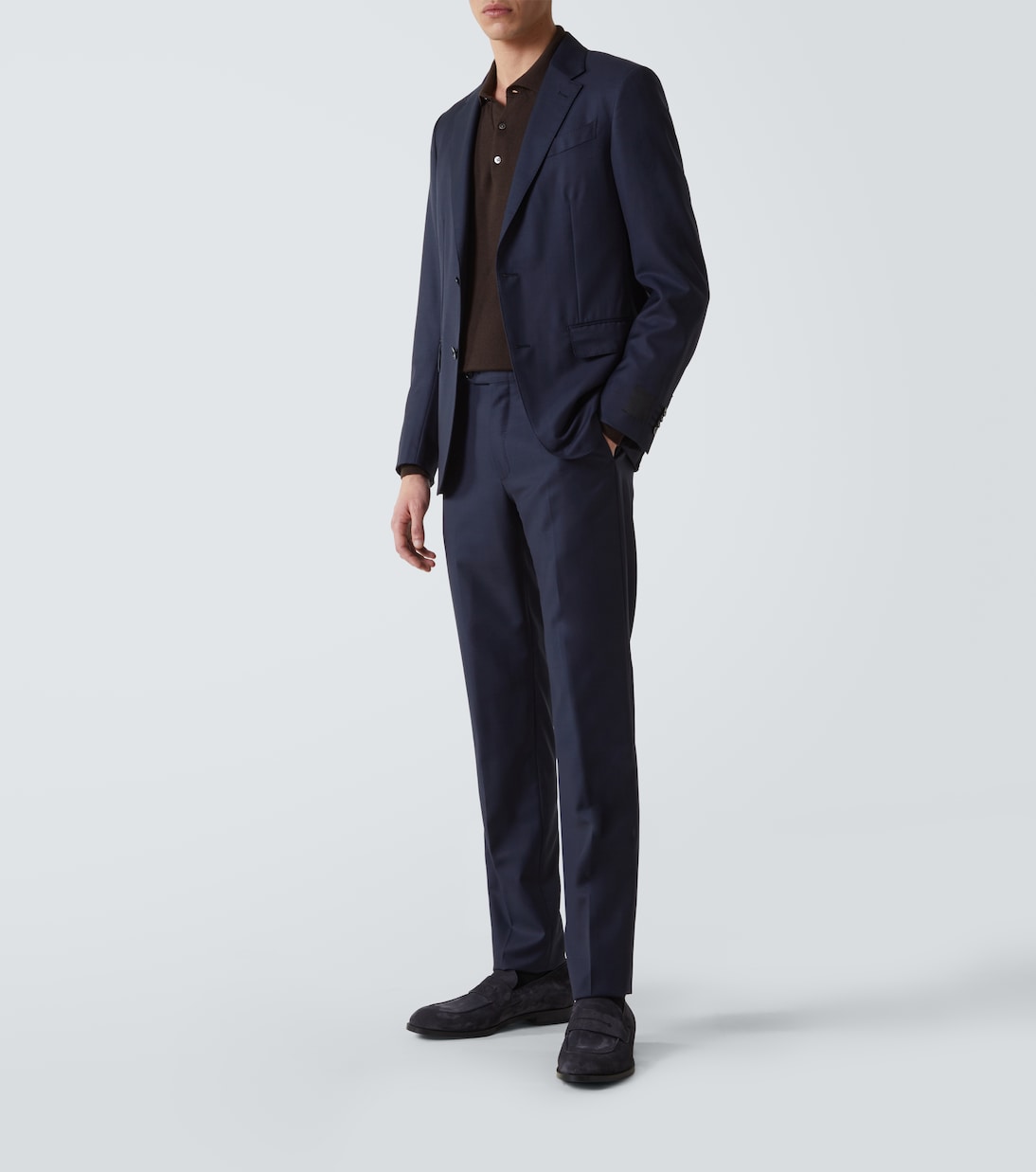 Новые классические кожаные пенни-лоферы Zegna, темно-синий — фото 2