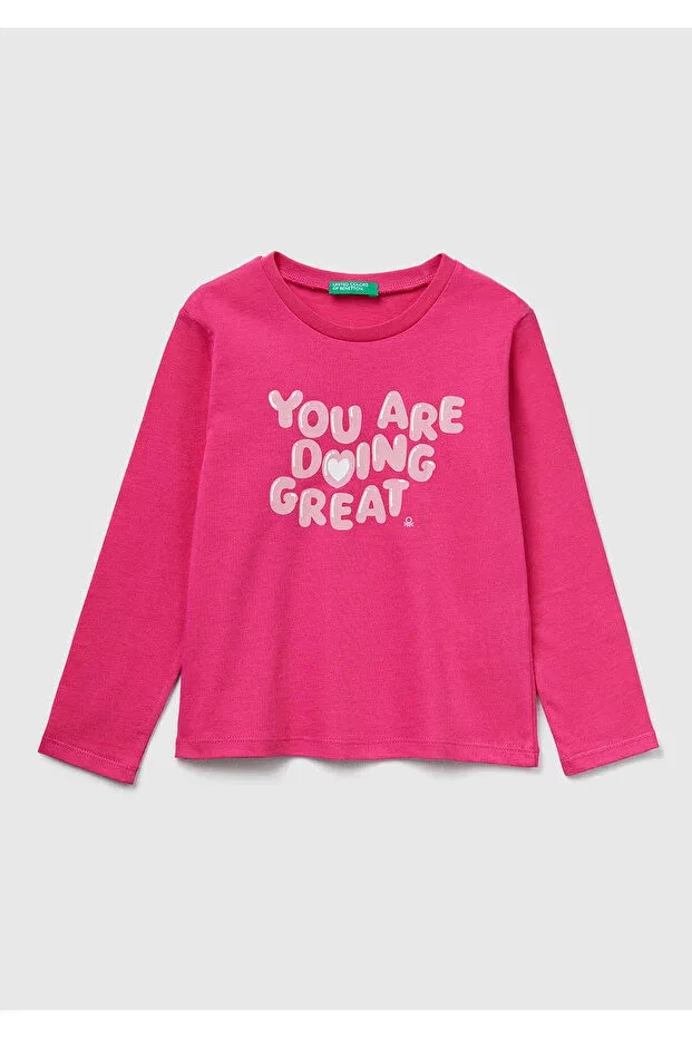 Детское для девочек свитшот с принтом United Colors Of Benetton, Pink